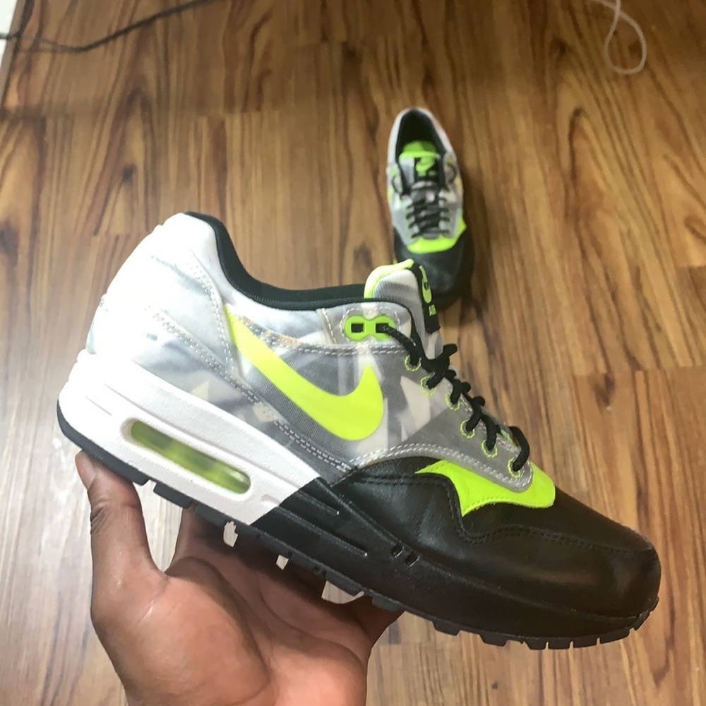 Nike Air Max 1 Retro Black Leather Toe/ Green (8)